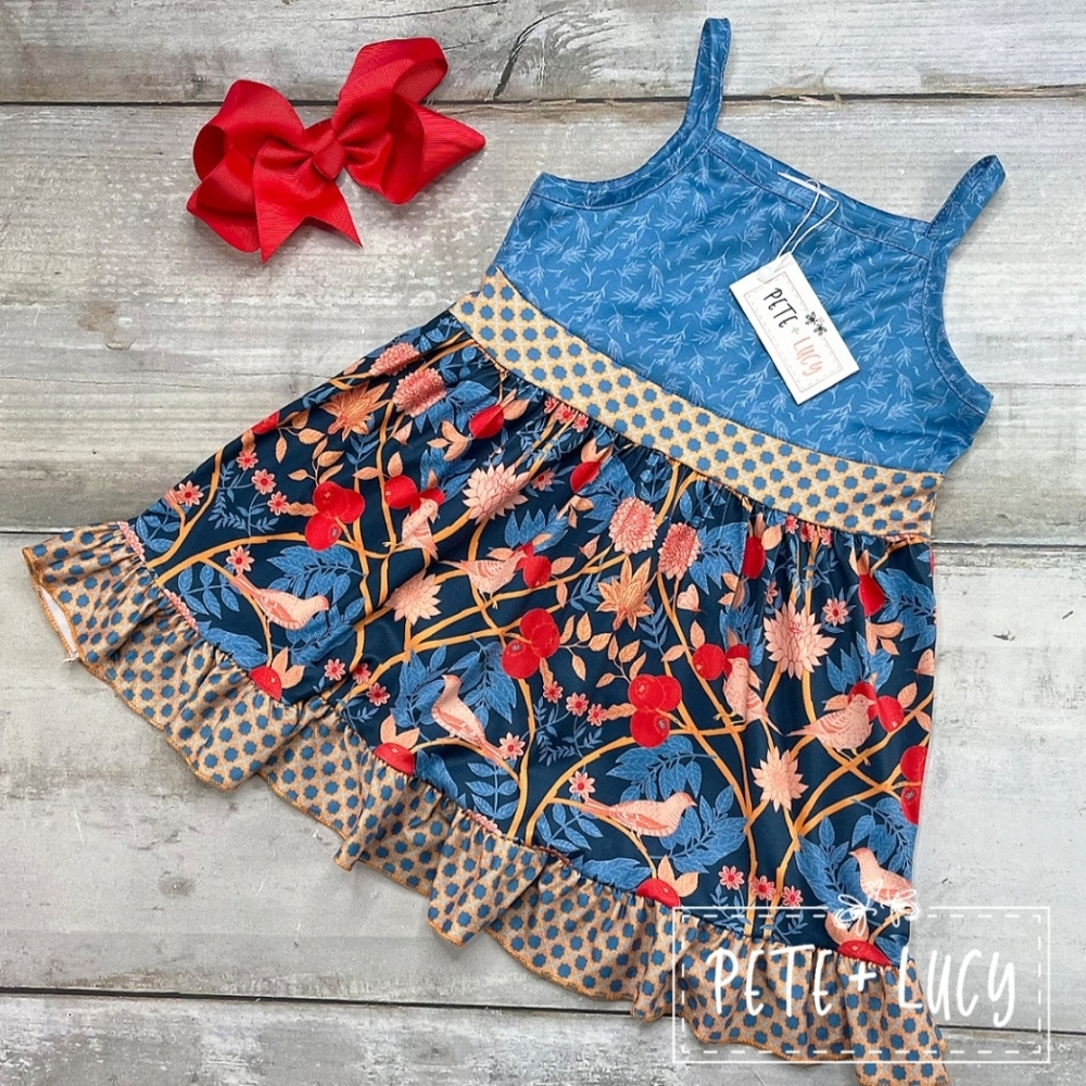 Pete + Lucy Berries and Birds Short Sleeve Dress Size 2T, 3T, 5, 10/12